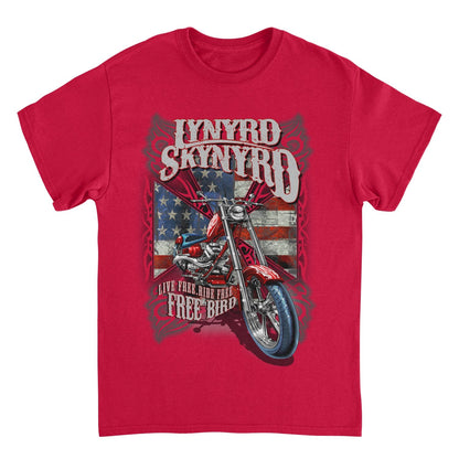 Lynyrd Skynyrd Motorcycle Mens T Shirt Red