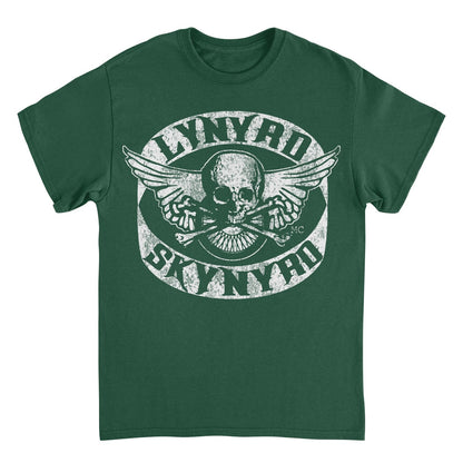 Lynyrd Skynyrd Skull White Mens T Shirt Forest Green