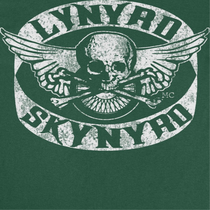 Lynyrd Skynyrd Skull White Mens T Shirt Forest Green