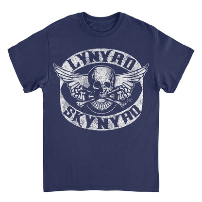 Lynyrd Skynyrd Skull White Mens T Shirt Navy Blue