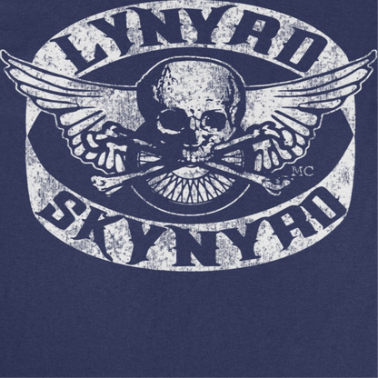 Lynyrd Skynyrd Skull White Mens T Shirt Navy Blue