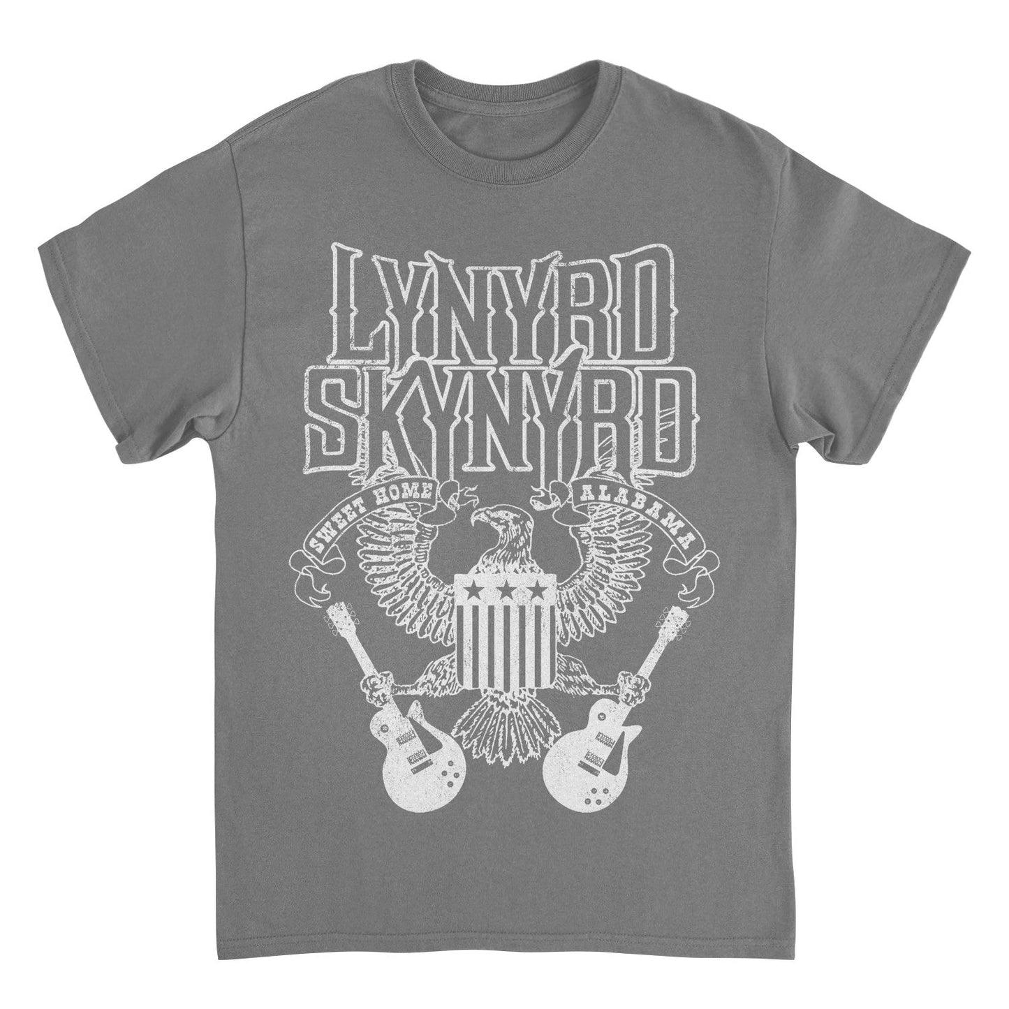 Lynyrd Skynyrd White Letters Mens T Shirt Charcoal