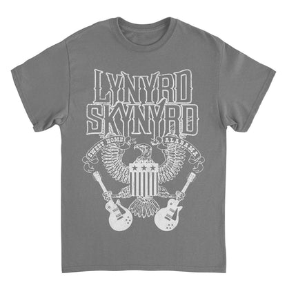 Lynyrd Skynyrd White Letters Mens T Shirt Charcoal