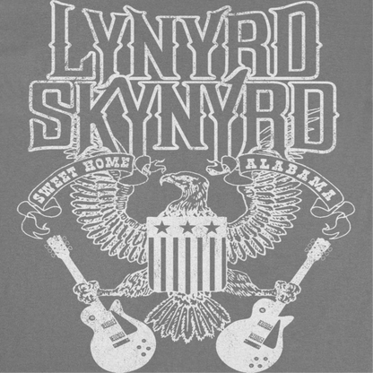 Lynyrd Skynyrd White Letters Mens T Shirt Charcoal