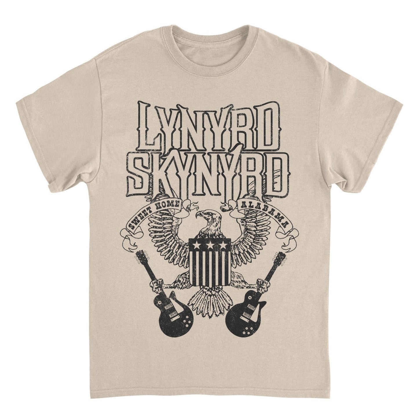 Lynyrd Skynyrd Black Letters Mens T Shirt Sand