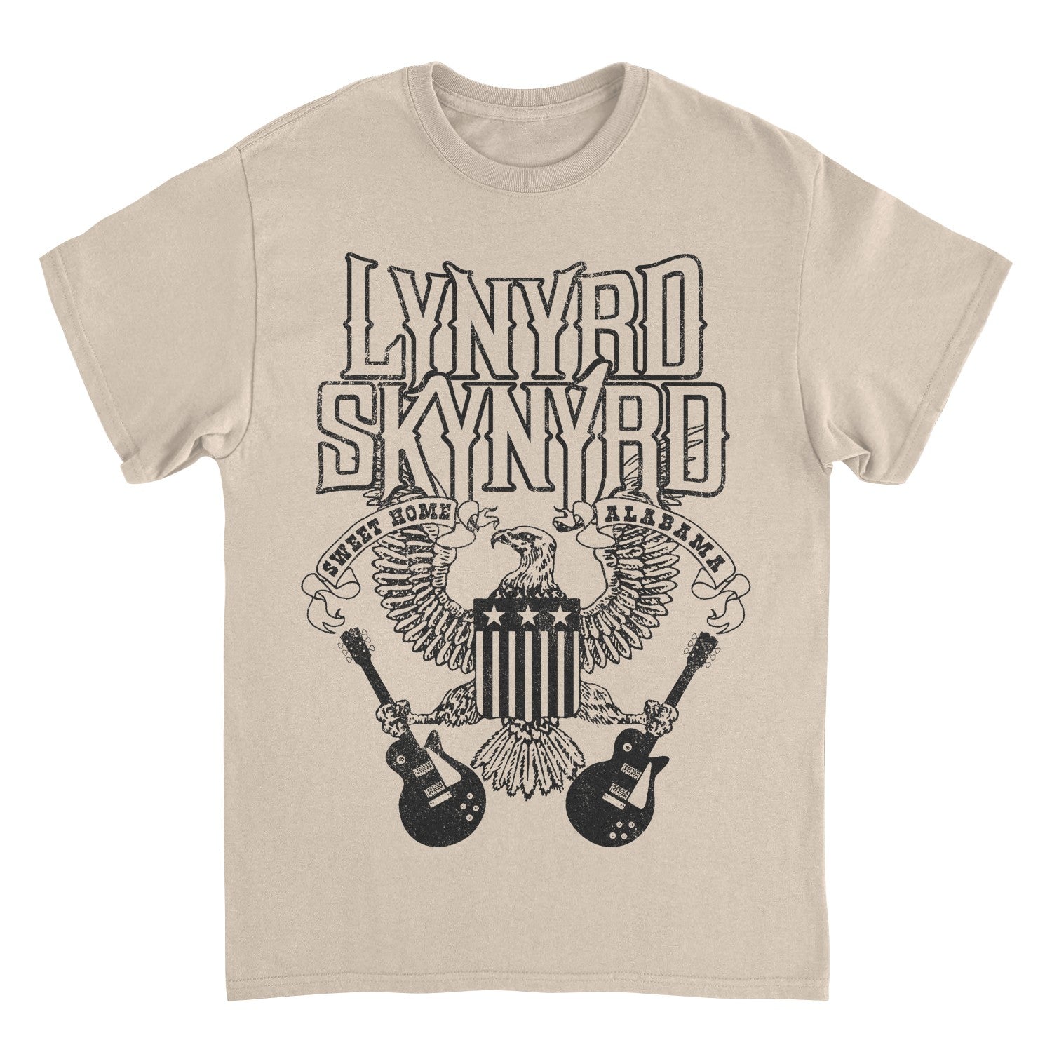 Lynyrd Skynyrd Black Letters Mens T Shirt Sand
