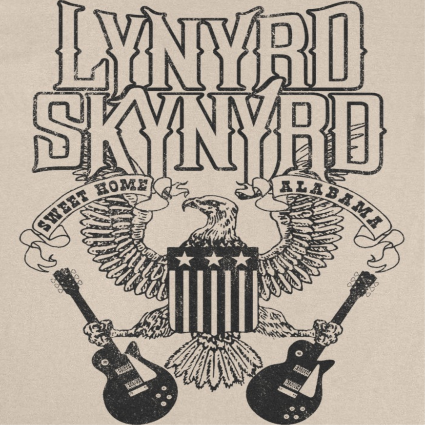 Lynyrd Skynyrd Black Letters Mens T Shirt Sand