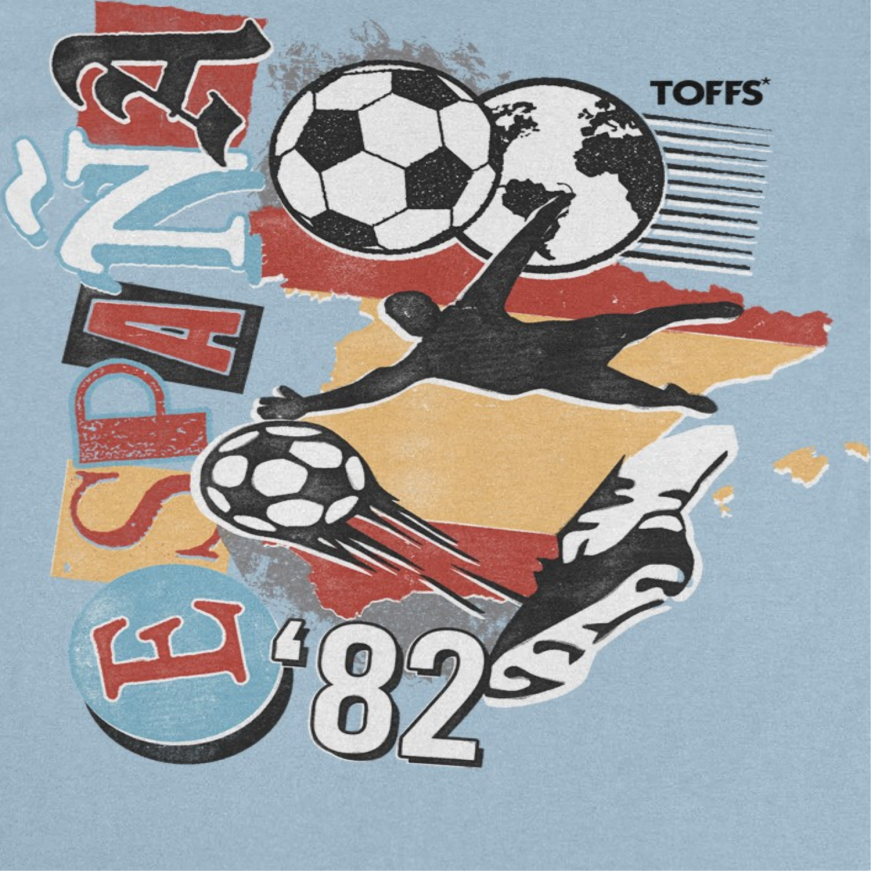 Toffs Retro Soccer Futbol Espana Mens T Shirt Light Blue