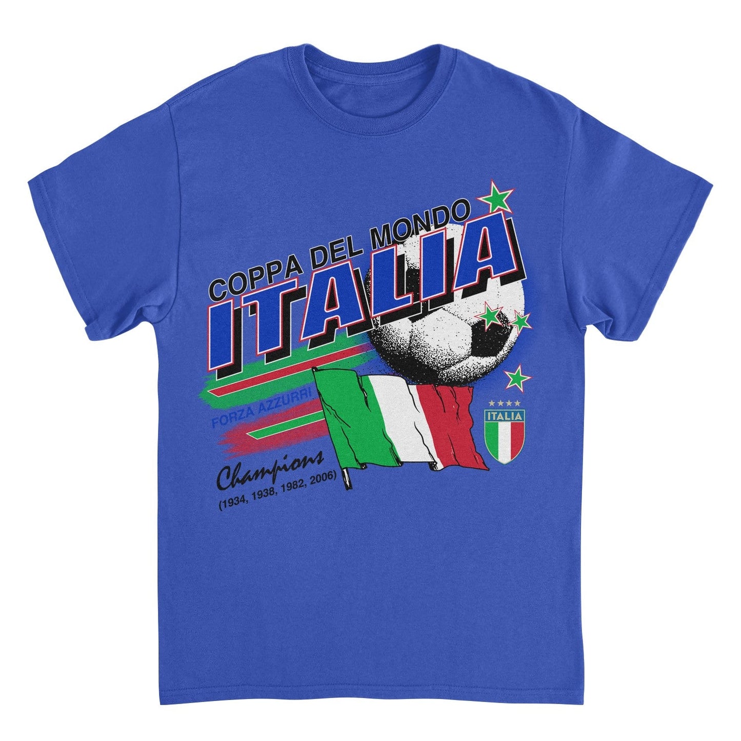 Toffs Retro Soccer Futbol Copa Del Mundo Italia Mens T Shirt Royal Blue