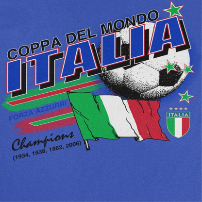 Toffs Retro Soccer Futbol Copa Del Mundo Italia Mens T Shirt Royal Blue