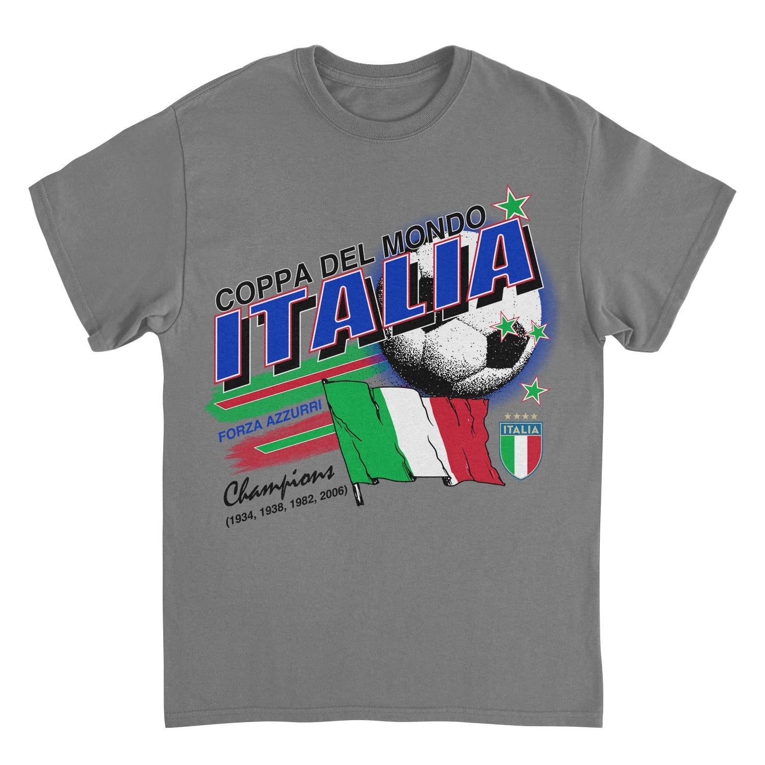 Toffs Retro Soccer Futbol Copa Del Mundo Italia Mens T Shirt Charcoal 