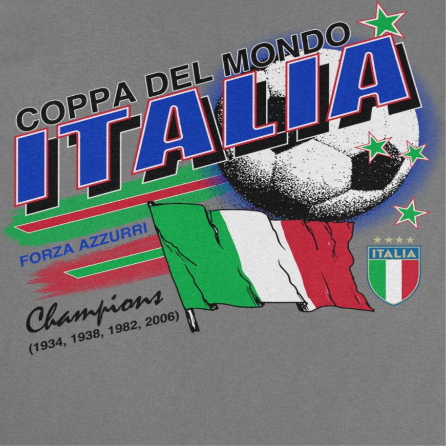 Toffs Retro Soccer Futbol Copa Del Mundo Italia Mens T Shirt Charcoal 