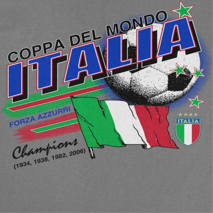 Toffs Retro Soccer Futbol Copa Del Mundo Italia Mens T Shirt Charcoal 