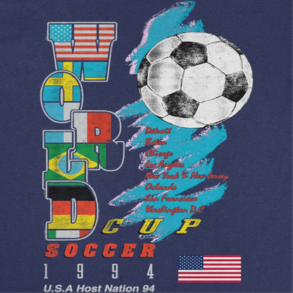 Toffs Retro Soccer Futbol World Soccer Cup Mens T Shirt Navy Blue