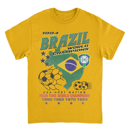 Toffs Retro Soccer Futbol Brazil World Mens T Shirt Gold