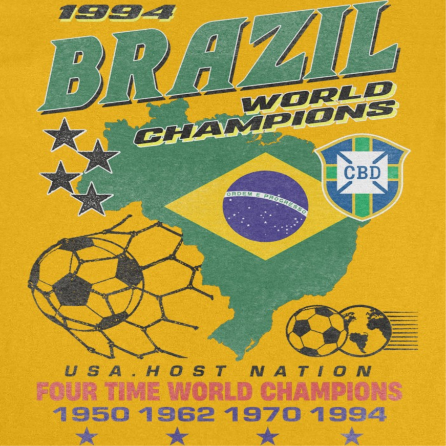 Toffs Retro Soccer Futbol Brazil World Mens T Shirt Gold