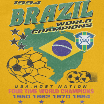 Toffs Retro Soccer Futbol Brazil World Mens T Shirt Gold