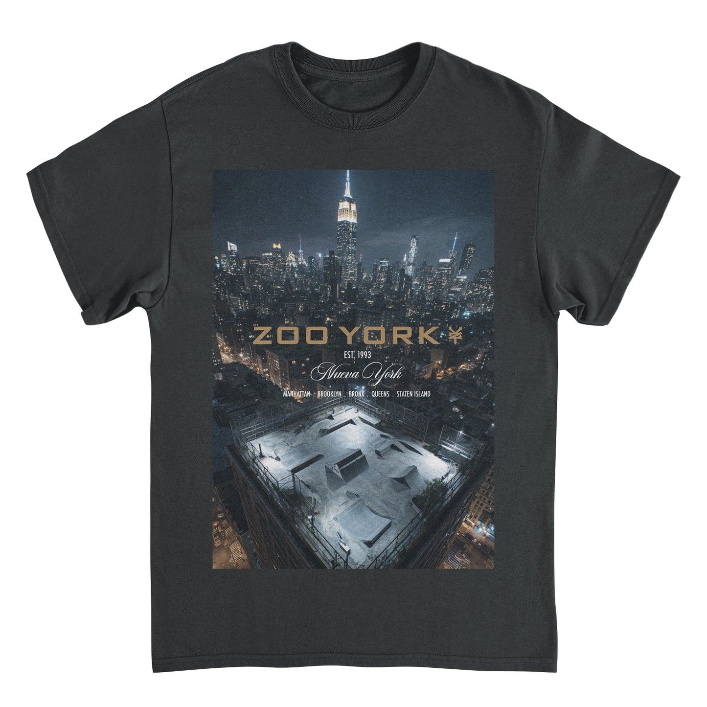 Zoo York Nueva York Bright Lights City Skyline Mens T Shirt Black