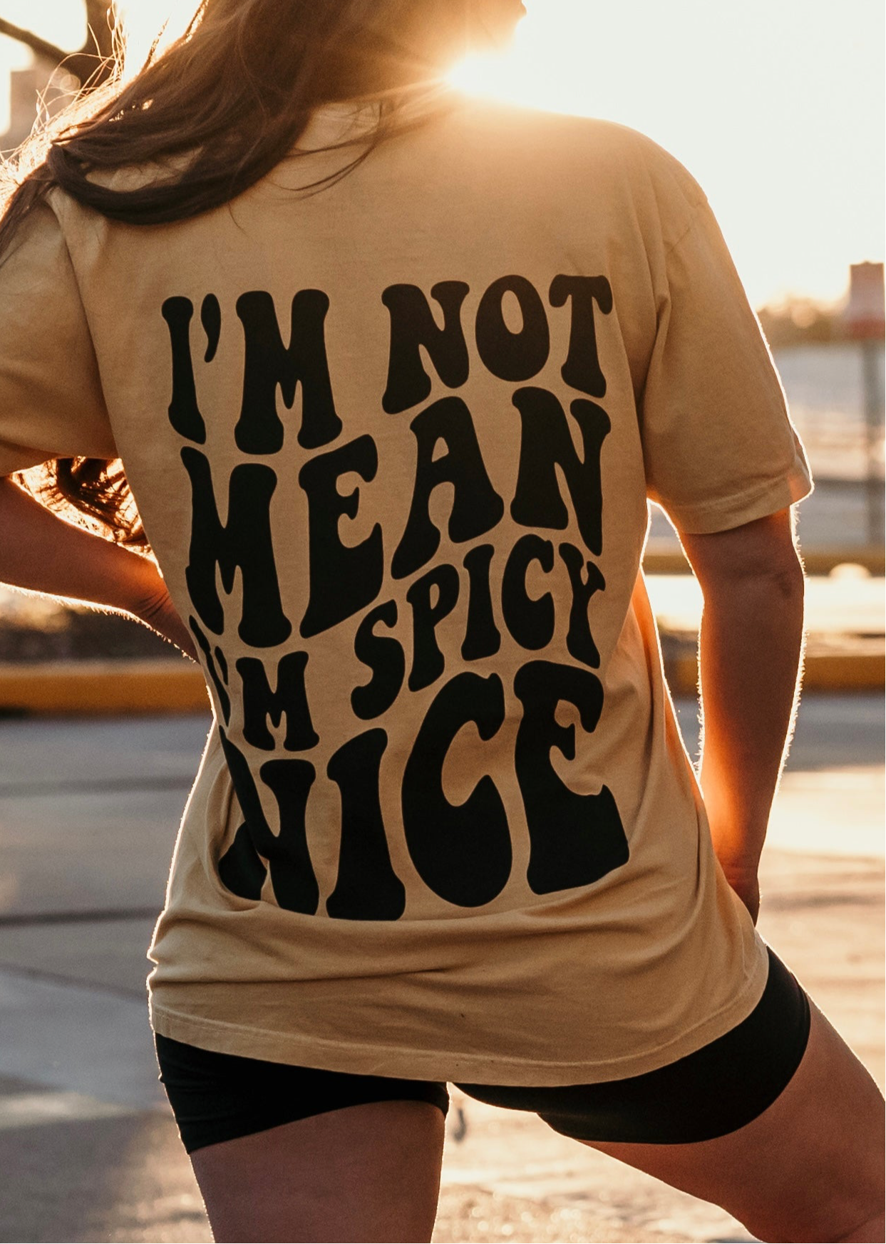 I'm Not Mean I'm Spicy Nice Graphic Tee Womens T Shirt Mustard Yellow