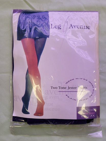Two Tone Jester Tights Adult Plus Size Leg Avenue