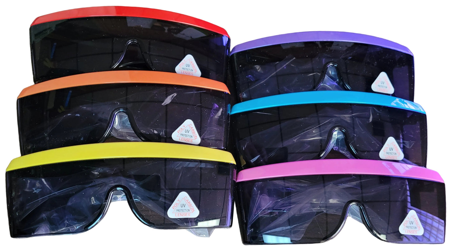 Industrial looking Old Man Safety Sunglasses with Dark Lens and Color Band