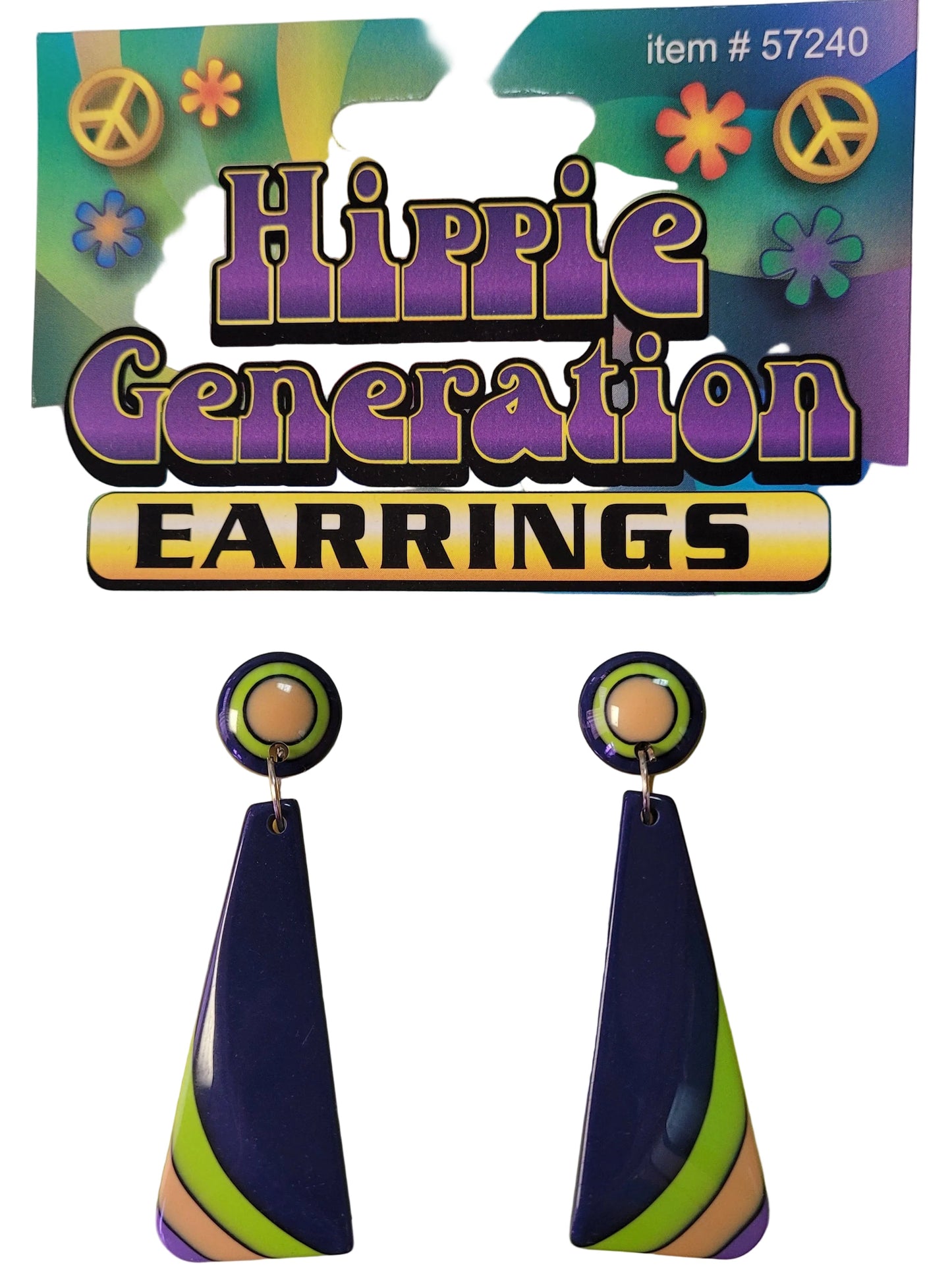Hippie 60's Mod Generation Earrings Plastic