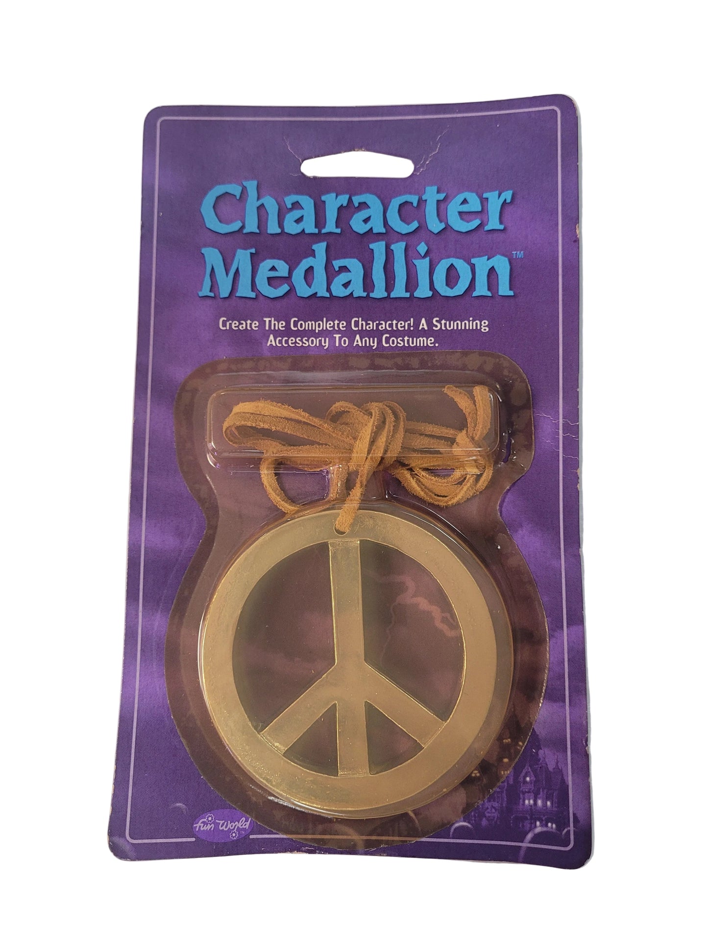 Character Medallion Gold Peace Sign Necklace