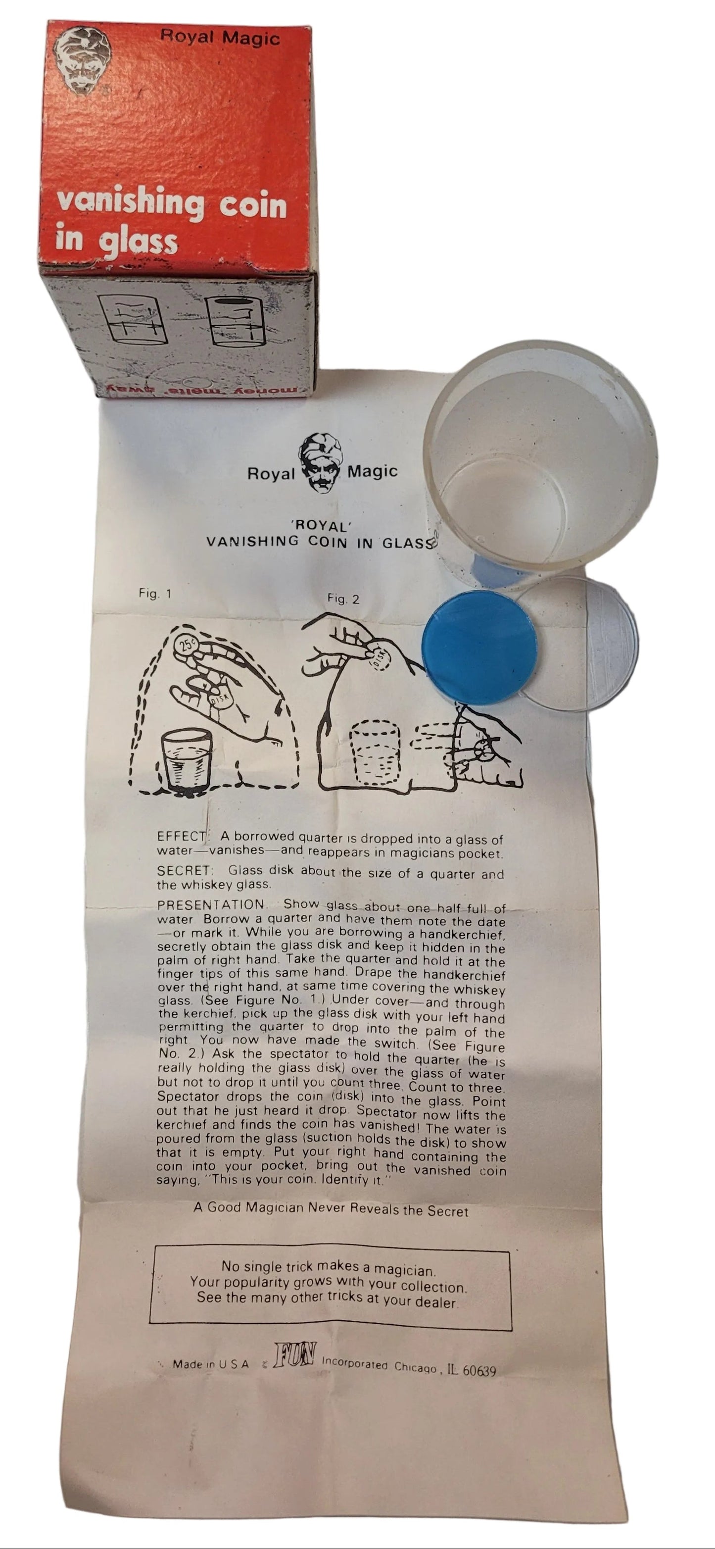 Vintage Vanishing Coin in Glass Magic Trick