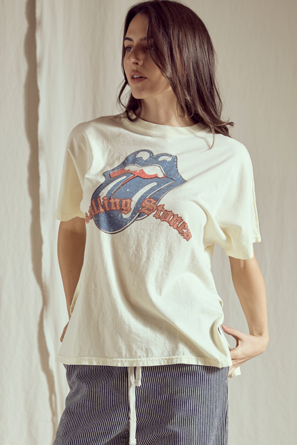 Rolling Stones Old English Tee Womens T Shirt White