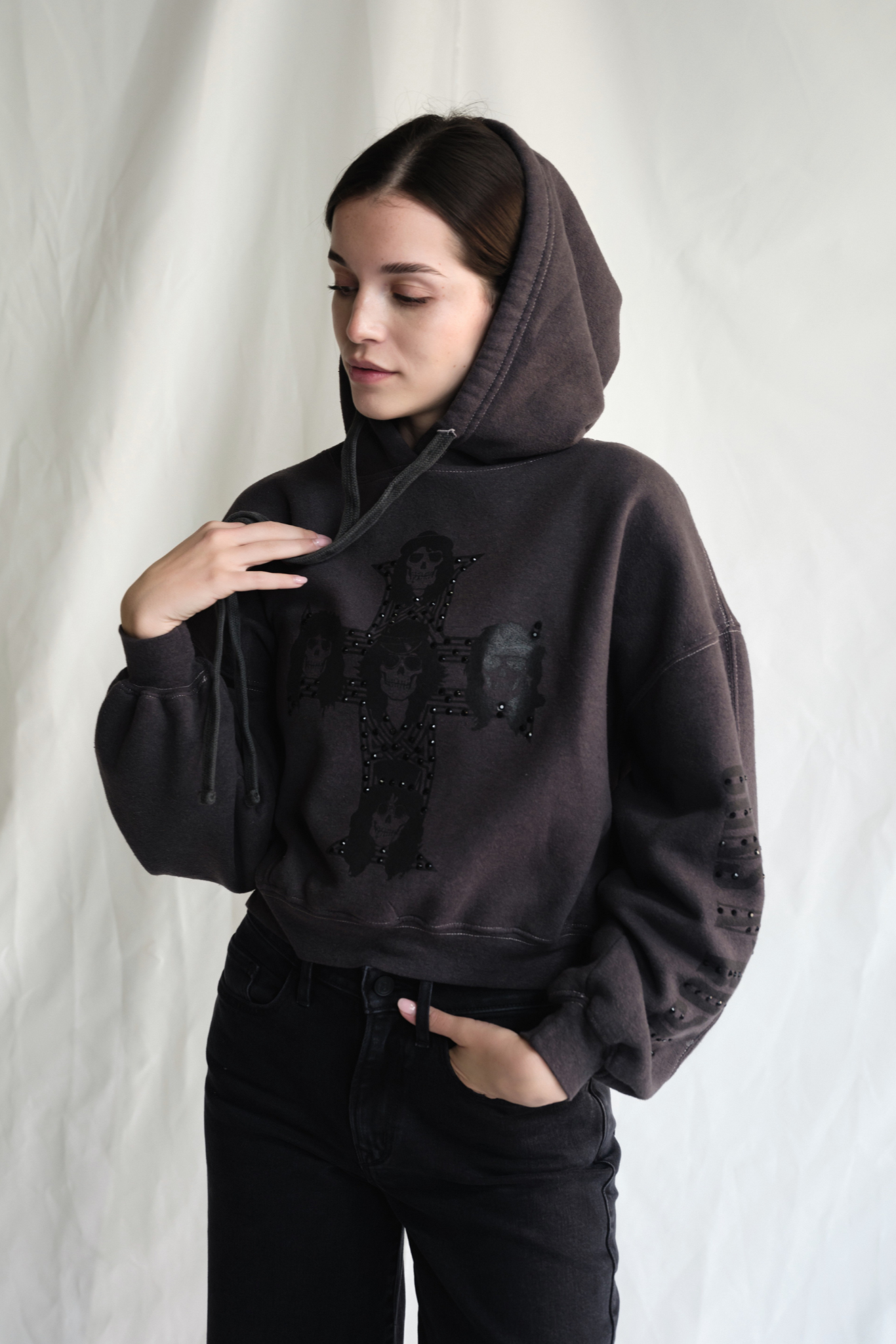 Guns N Roses Studded Womens Sweatshirt Hoodie Vintage Black