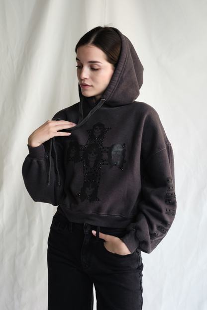 Guns N Roses Studded Womens Sweatshirt Hoodie Vintage Black