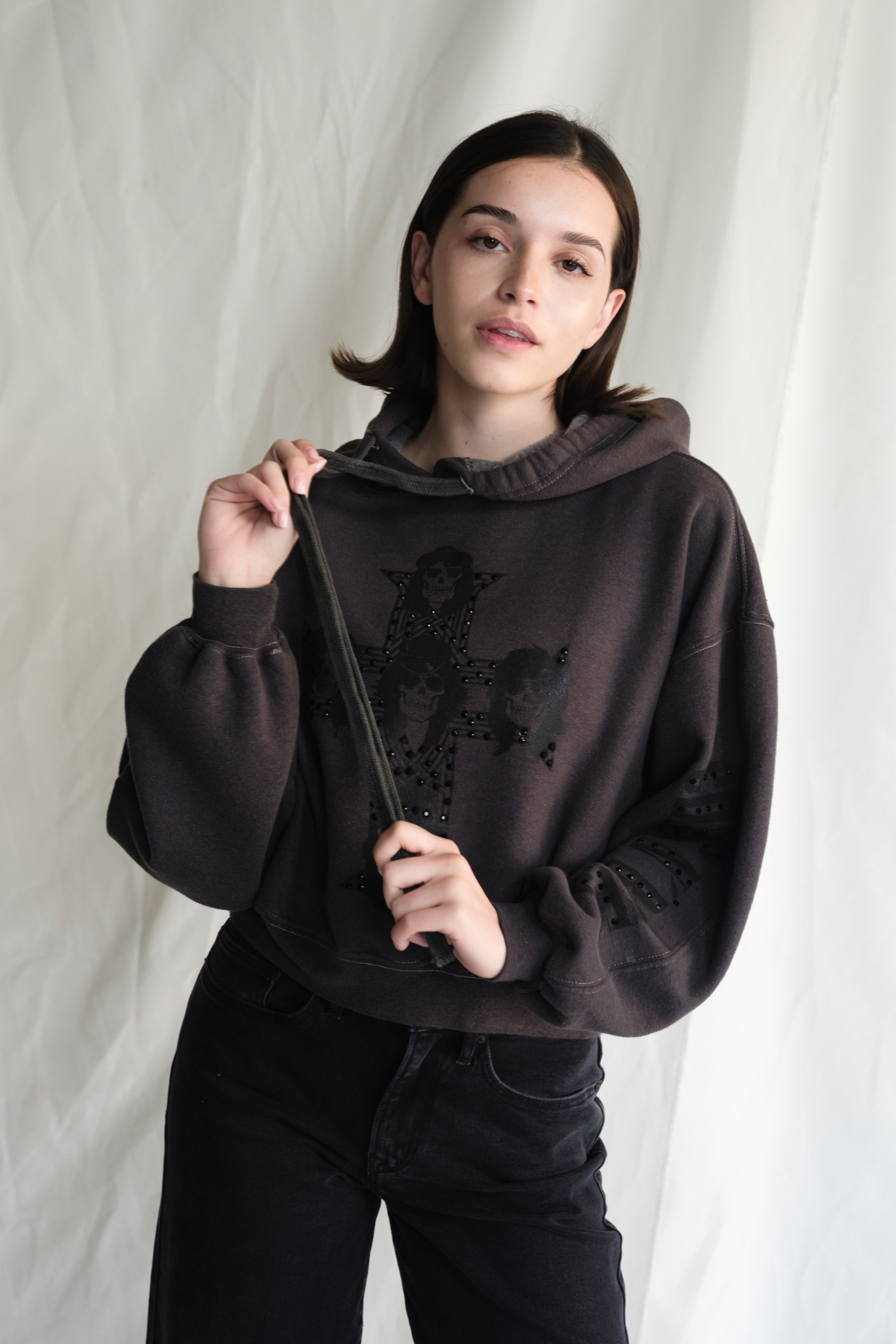 Guns N Roses Studded Womens Sweatshirt Hoodie Vintage Black