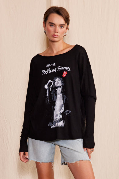 Like The Rolling Stones Tee Womens Long Sleeve Shirt Black