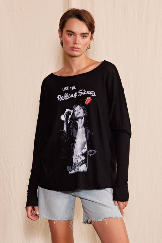 Like The Rolling Stones Tee Womens Long Sleeve Shirt Black