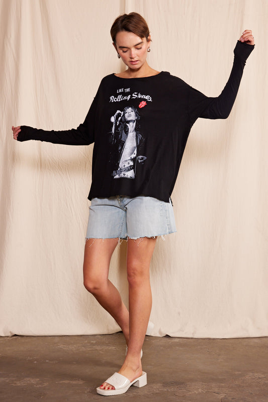 Like The Rolling Stones Tee Womens Long Sleeve Shirt Black