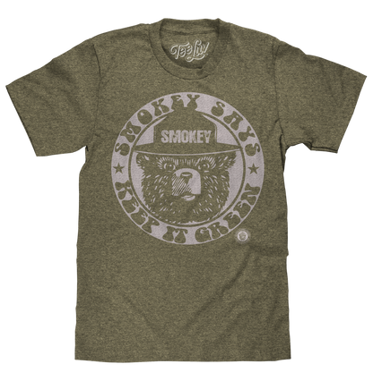 Smokey Bear Keep it Green Logo Mens T Shirt Green