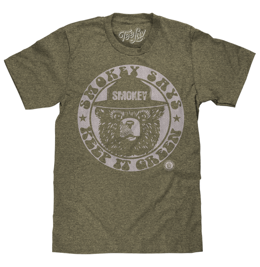Smokey Bear Keep it Green Logo Mens T Shirt Green