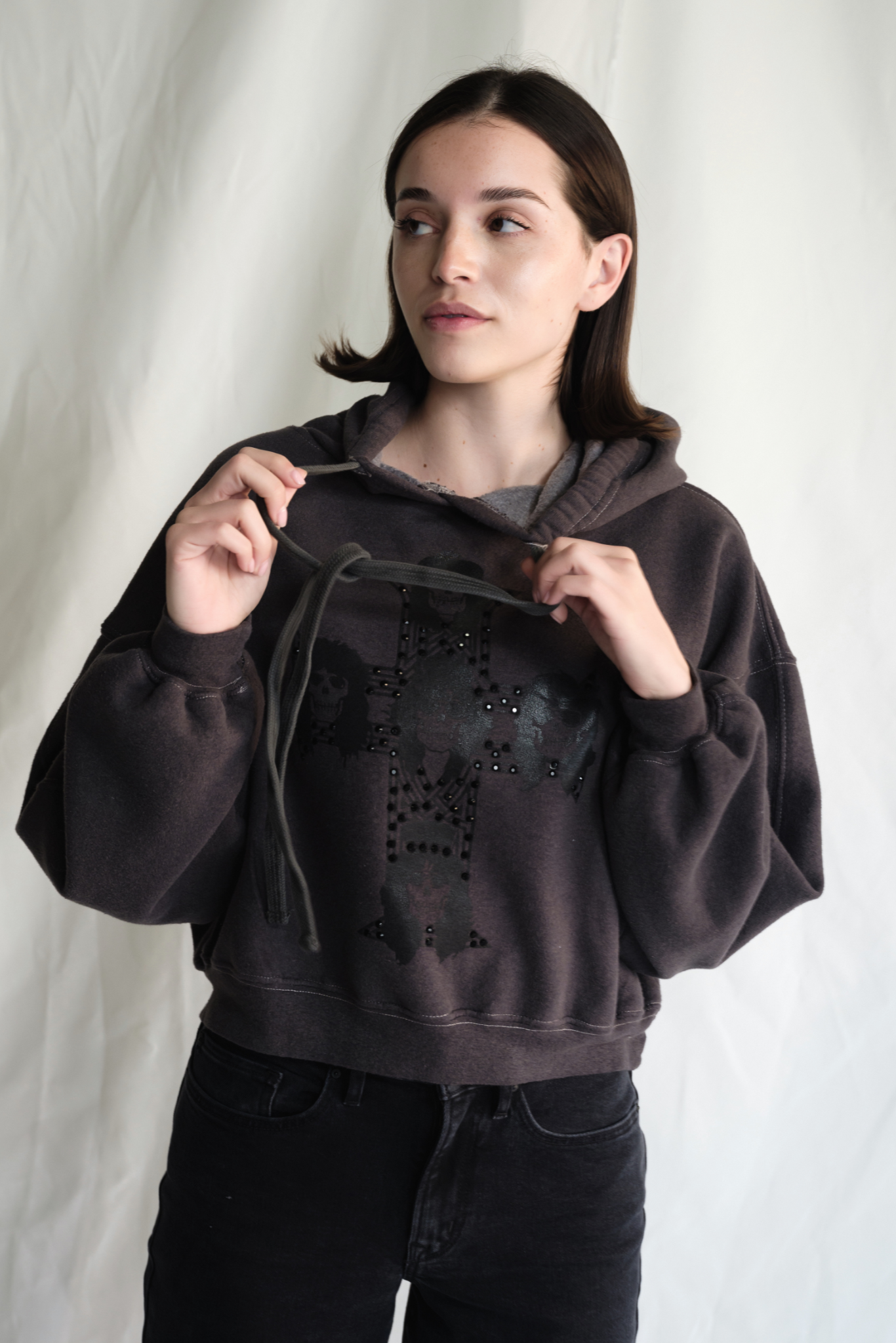 Guns N Roses Studded Womens Sweatshirt Hoodie Vintage Black