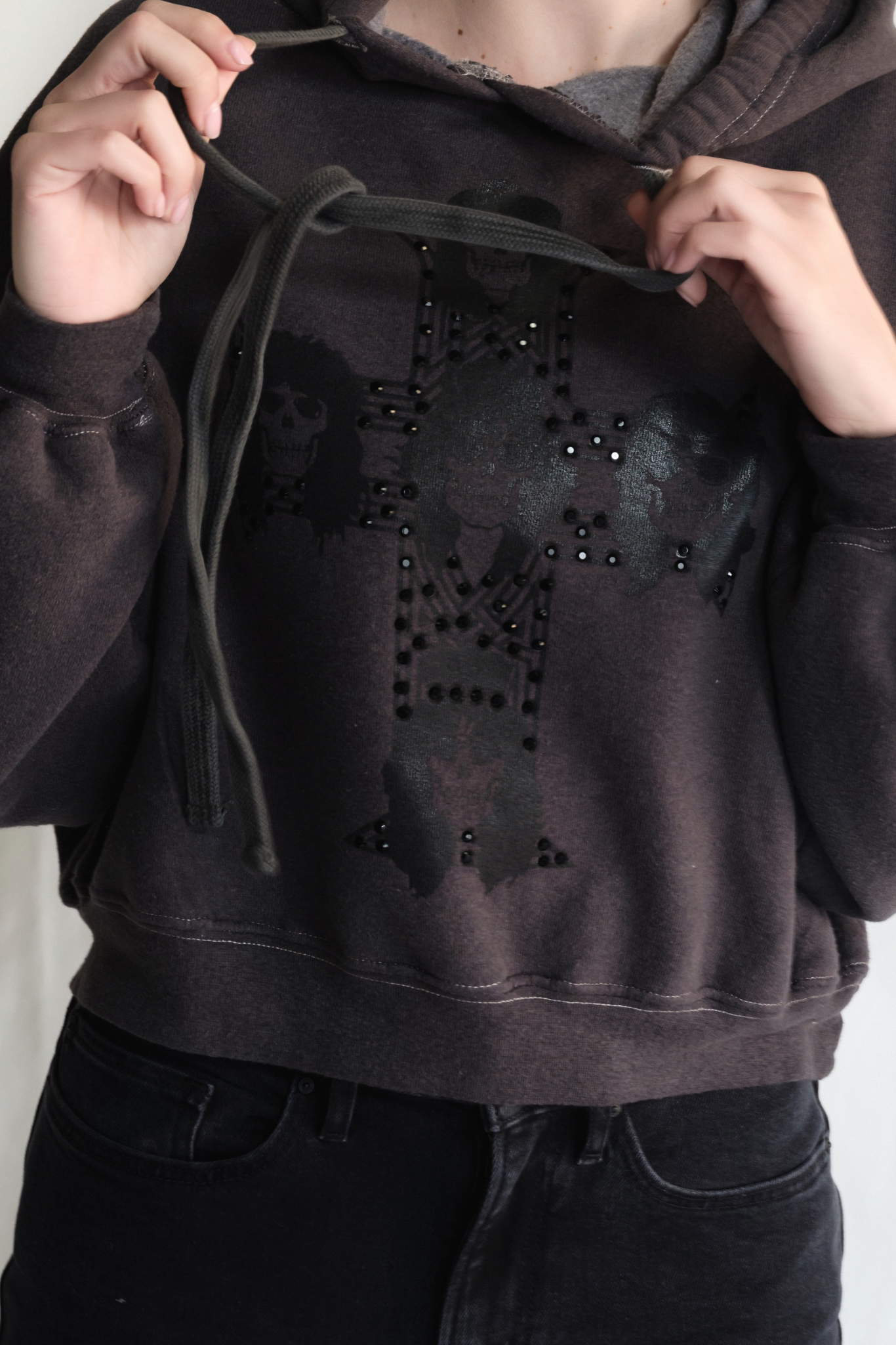 Guns N Roses Studded Womens Sweatshirt Hoodie Vintage Black