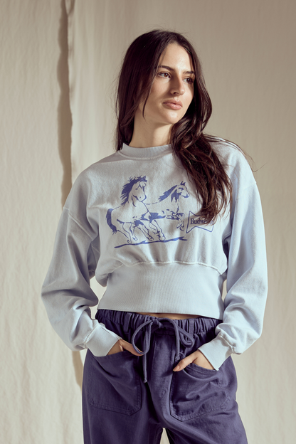 Budweiser Clydesdales Long Sleeve Womens Crewneck Sweatshirt