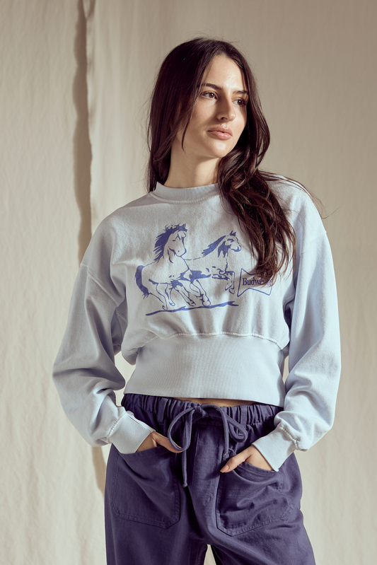 Budweiser Clydesdales Long Sleeve Womens Crewneck Sweatshirt