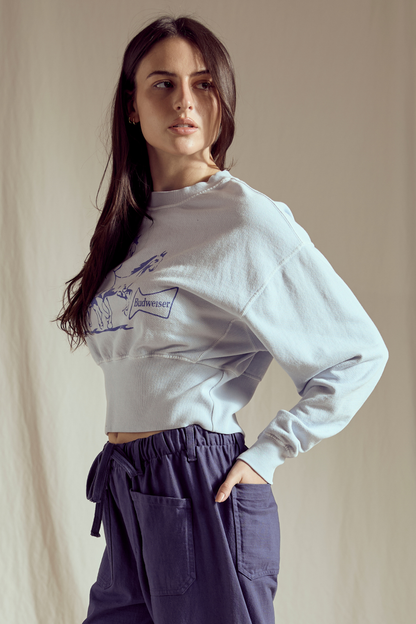 Budweiser Clydesdales Long Sleeve Womens Crewneck Sweatshirt