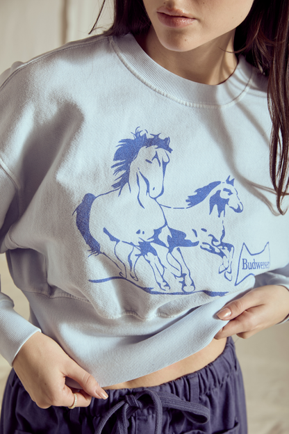 Budweiser Clydesdales Long Sleeve Womens Crewneck Sweatshirt