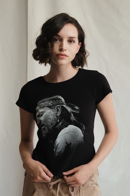 Willie Nelson Just Breathe Baby Tee Womens T Shirt Black