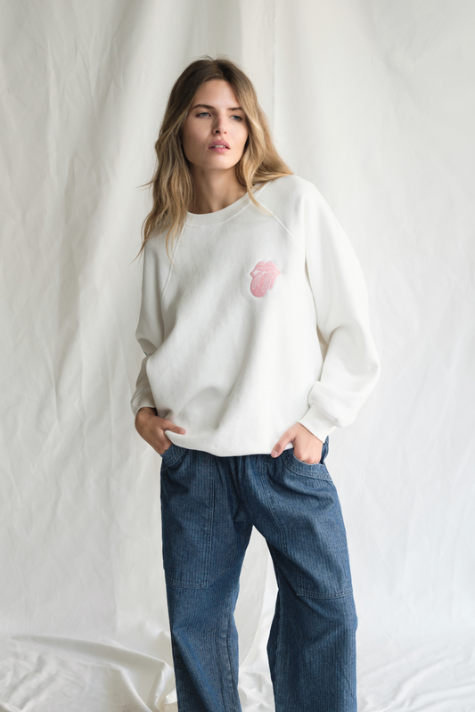 The Rolling Stones She's a Rainbow Womens Crewneck Sweatshirt Vanilla