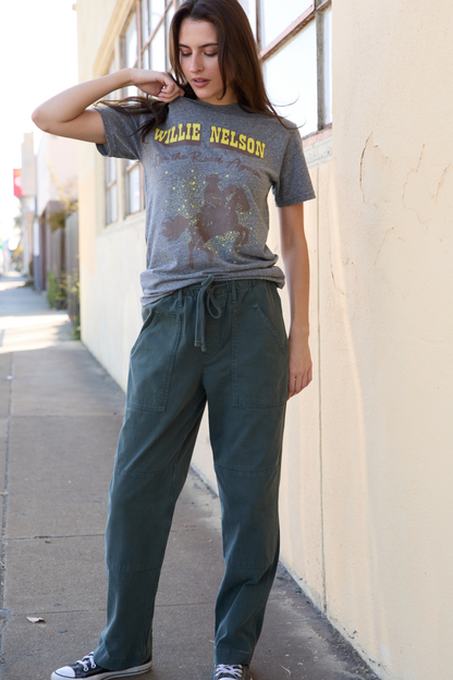 Willie Nelson On The Road Heather Tee Womens T Shirt Grey