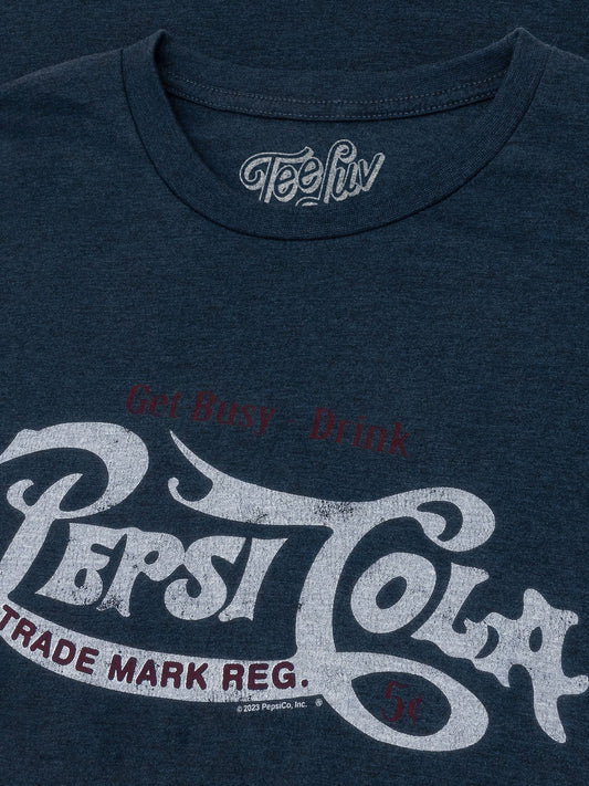 Get Busy, Drink Pepsi Cola Classic Logo Mens T Shirt Navy Blue