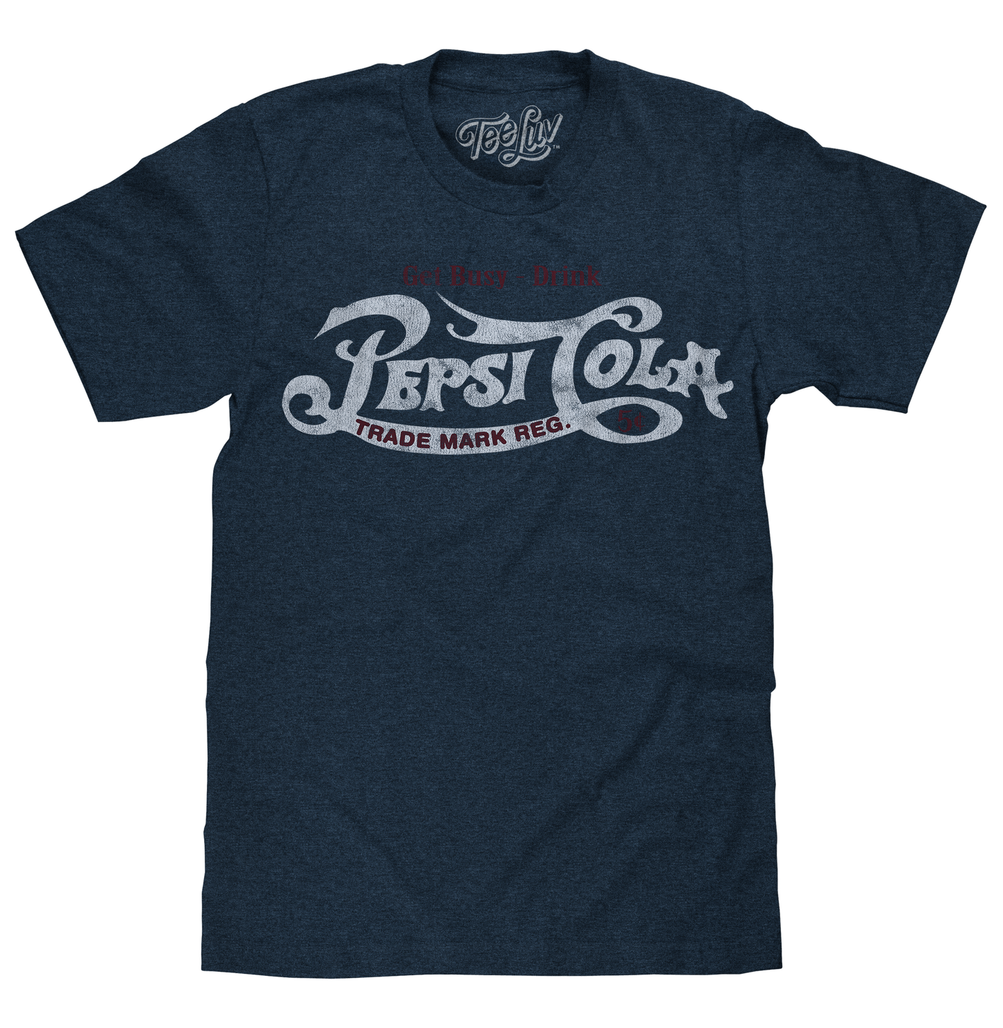 Get Busy, Drink Pepsi Cola Classic Logo Mens T Shirt Navy Blue