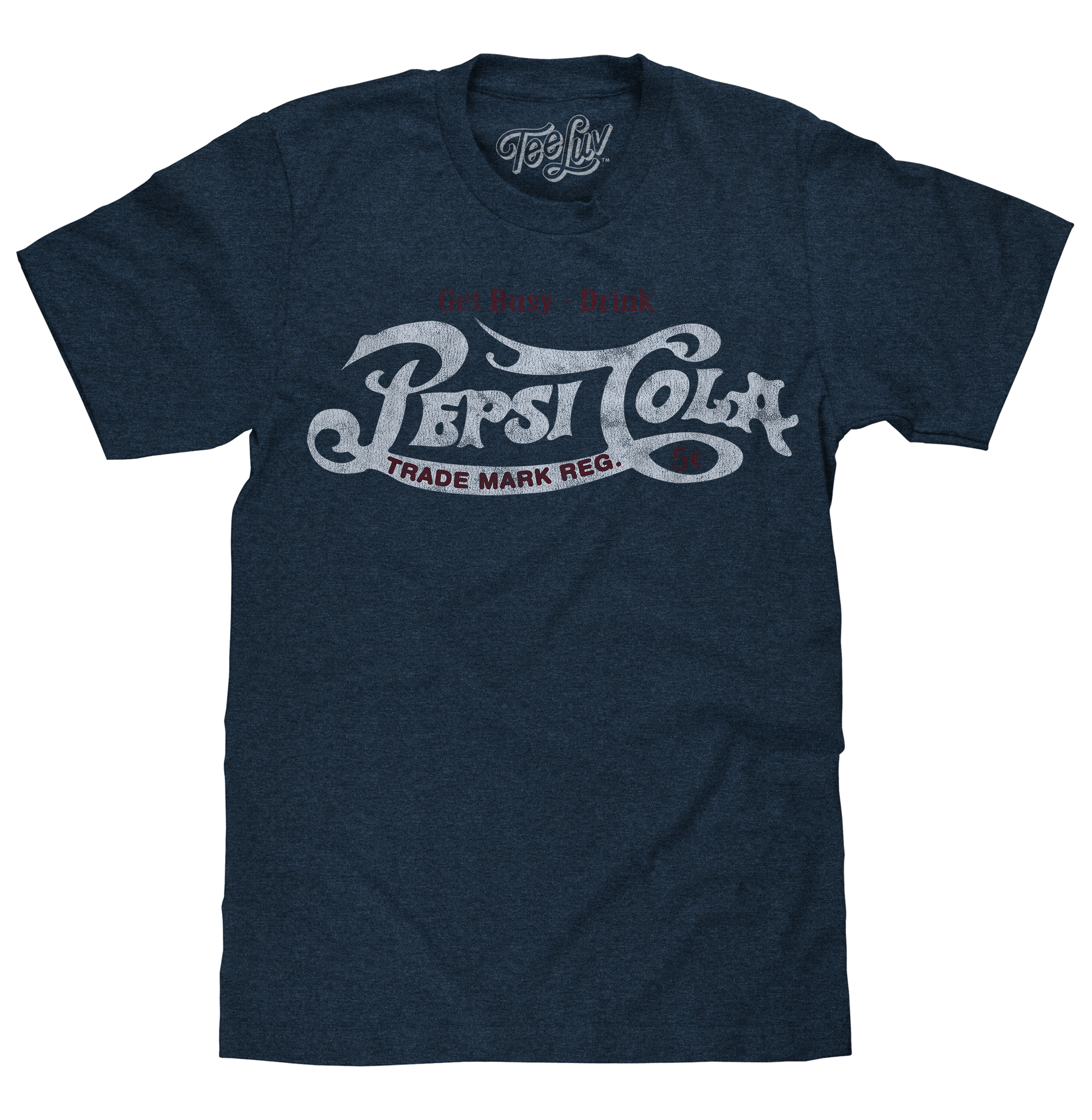 Get Busy, Drink Pepsi Cola Classic Logo Mens T Shirt Navy Blue