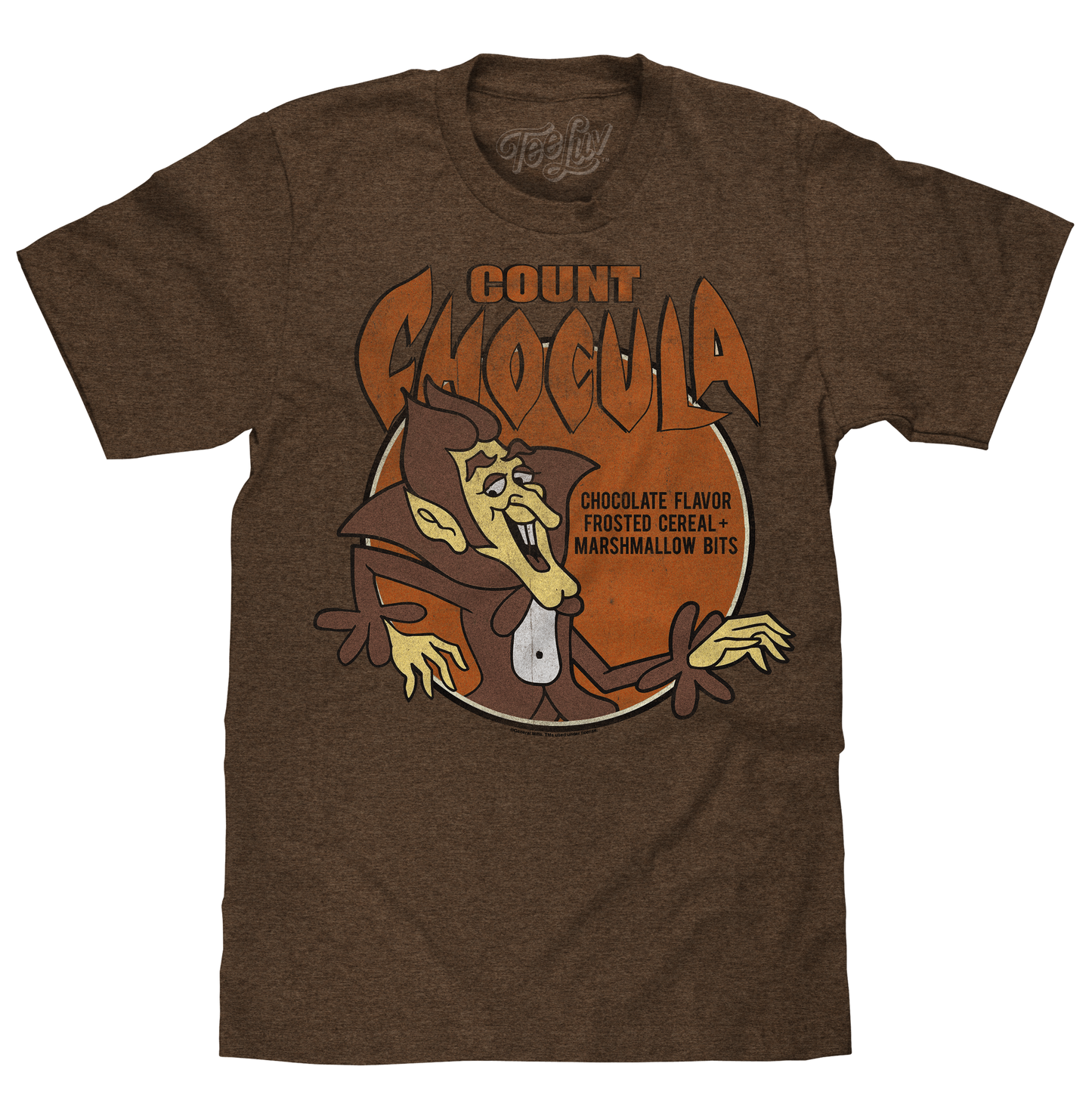 Count Chocula Distressed Monster Cereal Logo Mens T Shirt Heather Brown